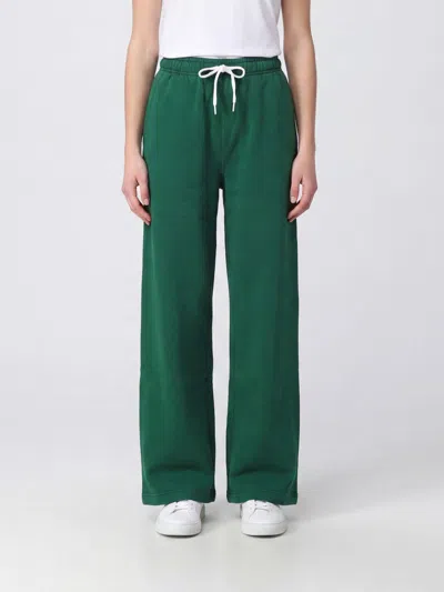 Polo Ralph Lauren Wide Leg High-waisted Jogging Trousers In Cotton In 绿色