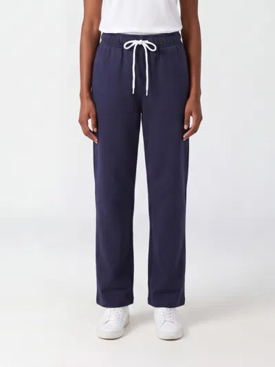 Polo Ralph Lauren Wide Leg High-waisted Jogging Trousers In Cotton In Blue