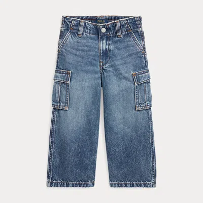 Polo Ralph Lauren Kids' Wide-leg Indigo Cargo Jean In Talua Wash