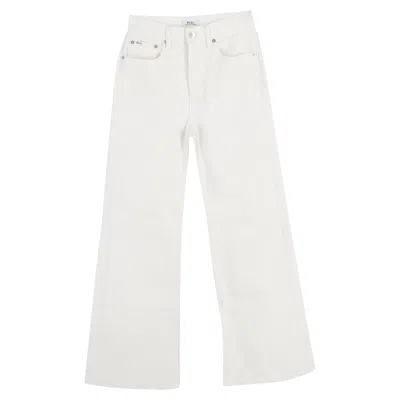 Polo Ralph Lauren Wide Leg Jeans In White Cotton