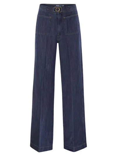 Polo Ralph Lauren Wide Leg Jeans With Bell Bottoms In Dark Denim