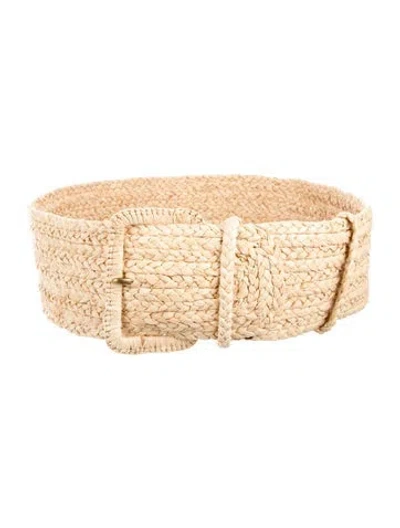 Pre-owned Polo Ralph Lauren Wide Raffia Waist Belt In Neutral