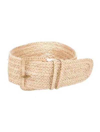 Pre-owned Polo Ralph Lauren Wide Straw Waist Belt In Brown