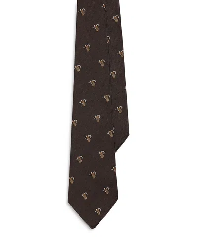 Polo Ralph Lauren Wild Goat Pattern Classic Silk Tie In Brown