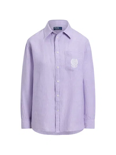 Polo Ralph Lauren Wimbledon Embroidered Shirt In Purple