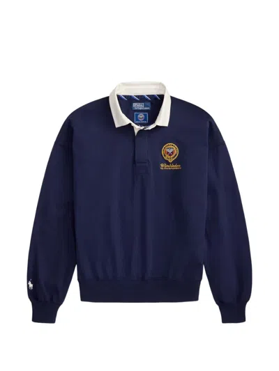 Polo Ralph Lauren Wimbledon Embroidered-logo Cotton Polo Shirt In Blue