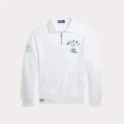 Polo Ralph Lauren Wimbledon Fleece Collared Sweatshirt In White