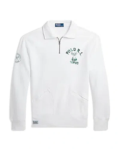 Polo Ralph Lauren Wimbledon Fleece Collared Sweatshirt In White