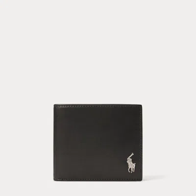 Polo Ralph Lauren Wimbledon Leather Billfold Wallet In Black