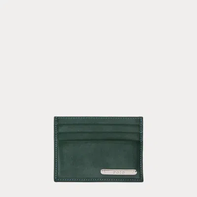 Polo Ralph Lauren Wimbledon Leather Card Case In Green