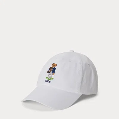 Polo Ralph Lauren Wimbledon Polo Bear Twill Cap In White In Pattern