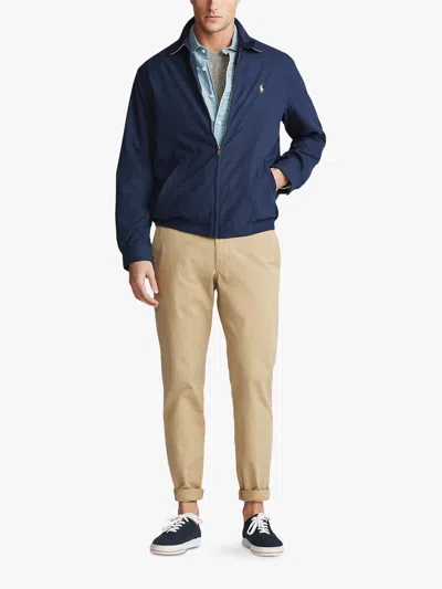 Polo Ralph Lauren Cotton Gabardine Bomber Jacket In Blue