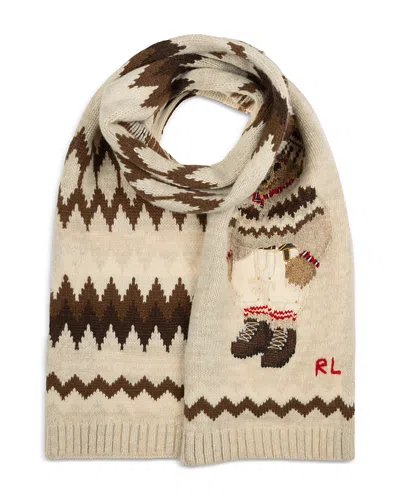Polo Ralph Lauren Winter Bear Intarsia Scarf In Multi