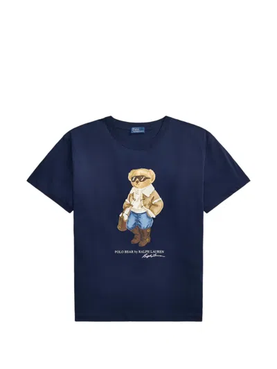 Polo Ralph Lauren Winter Polo Bear Cotton Jersey T-shirt In Blue