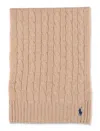 Polo Ralph Lauren Polo Cable Wool-cashmere Scarf In Brown