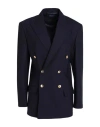 Polo Ralph Lauren Womens Shoulder Pads Long Sleeve Two-button Blazer In Navy Blue