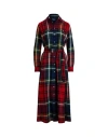 Polo Ralph Lauren Belted Plaid Cotton-blend Dress In Red