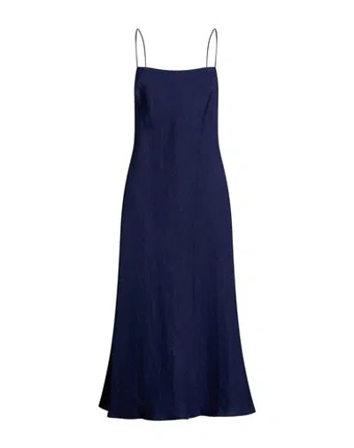 Polo Ralph Lauren Woman Maxi Dress Navy Size 8 Linen In Blue