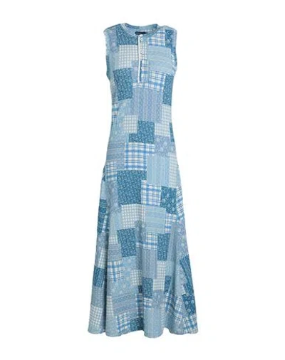 Polo Ralph Lauren Woman Midi Dress Light Blue Size L Cotton
