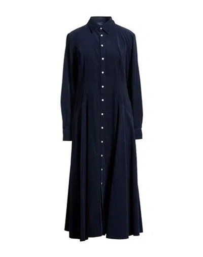 Polo Ralph Lauren Woman Midi Dress Midnight Blue Size 0 Cotton In Multi