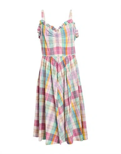 Polo Ralph Lauren Woman Midi Dress Pink Size 12 Cotton In Multi
