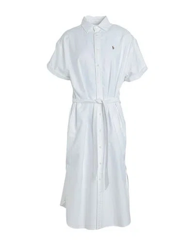 Polo Ralph Lauren Woman Midi Dress White Size L Cotton