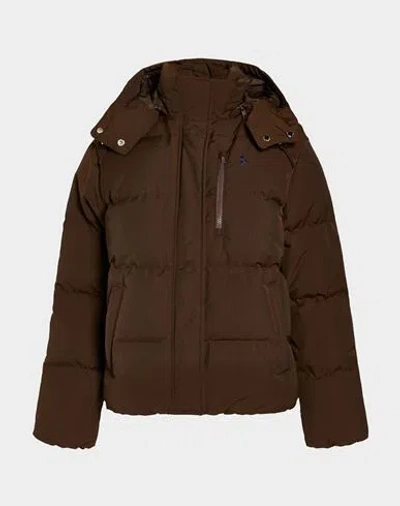 Polo Ralph Lauren Woman Puffer Brown Size Xl Polyester