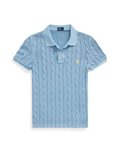 Polo Ralph Lauren Woman Sweater Sky Blue Size L Cotton In Blue