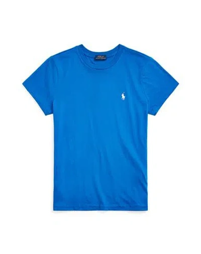 Polo Ralph Lauren Woman T-shirt Bright Blue Size L Cotton In Blue