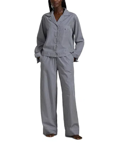 Polo Ralph Lauren Women's 2-piece Buttoned Shirt And Pants Pajama Set In Gray
