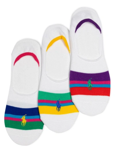Polo Ralph Lauren Women's 3-pack Rainbow Stripe Sneaker Liner Socks In Assorted