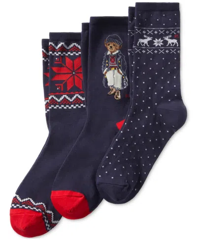 Polo Ralph Lauren Women's 3-pk. Naval Bear Socks In Assorted
