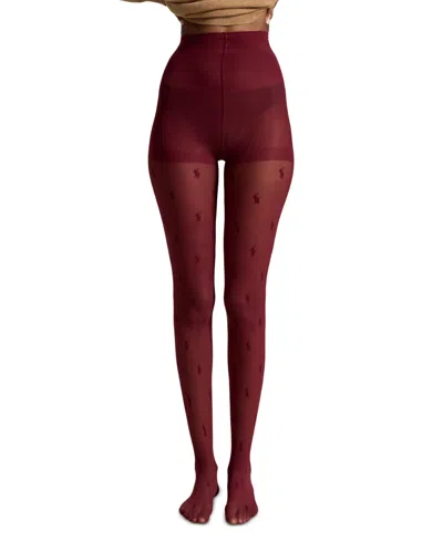 Polo Ralph Lauren Women's Allover Pony Pattern Control Top 20 Denier Tights In Brown