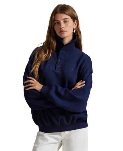 Polo Ralph Lauren Women's Arctic Ribbed Mockneck Long-sleeve Fleece Pullover In Cruise Navy