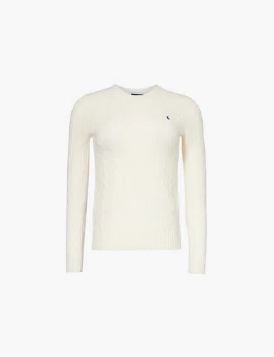 Polo Ralph Lauren Womens Authentic Cream Logo-embroidered Cable-knit Wool And Cashmere Jumper