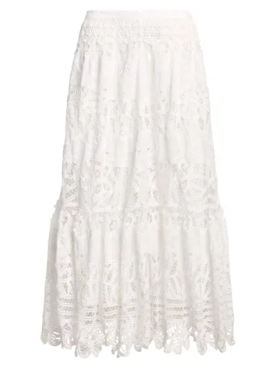 POLO RALPH LAUREN WOMEN'S BATTENBERG-LACE LINEN MIDI-SKIRT