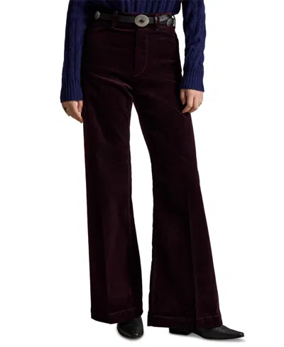 Polo Ralph Lauren Women's Beaton High-rise Flared 14-wale Corduroy Pants In Roasted Aubergine