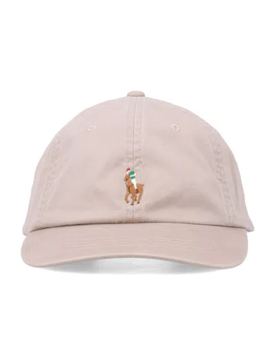 Polo Ralph Lauren Beige Polo Multicolor Logo Baseball Hat In Gray