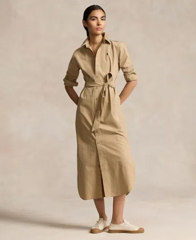 Polo Ralph Lauren Women's Belted Cotton Midi Shirtdress