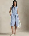 Polo Ralph Lauren Sleeveless Cotton Shirtdress In Blue