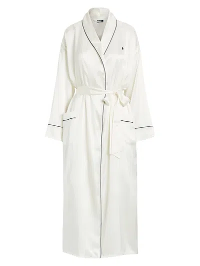 Polo Ralph Lauren Women's Belted Silk-blend Robe In Ecru