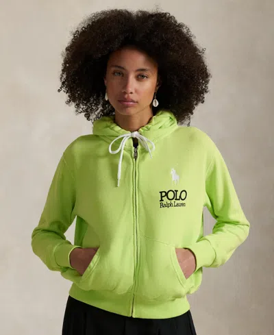 Polo Ralph Lauren Women's Big Pony Lightweight Fleece Zip Hoodie Sweatshirt