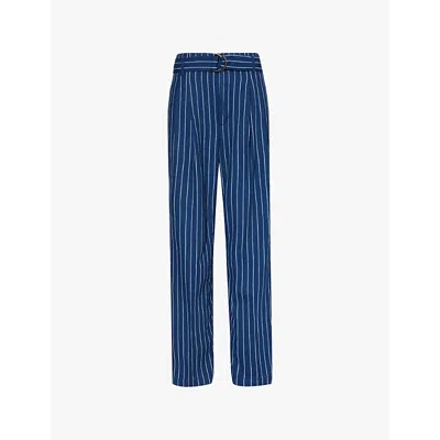 POLO RALPH LAUREN WOMENS POLO RALPH LAUREN EVAN STRIPED LINEN AND COTTON TROUSERS