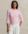 Polo Ralph Lauren Pink Polo Pony Round Neck Cardigan In Carmel Pink