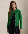 Polo Ralph Lauren Cable-knit Cotton Crewneck Cardigan In Green
