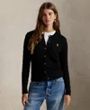 Polo Ralph Lauren Button-up Cable Knit Sweater-cardigan With Ribbed Detailing In Black