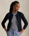 Polo Ralph Lauren Pony Cable-knit Wool And Cashmere Cardigan In Blue