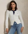 Polo Ralph Lauren Logo Contrast Knit Cardigan In White