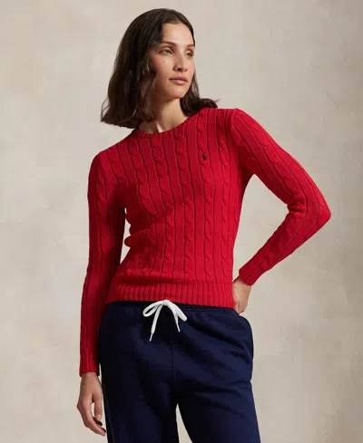 POLO RALPH LAUREN WOMEN'S CABLE-KNIT COTTON CREWNECK SWEATER