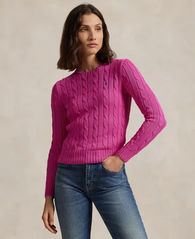 POLO RALPH LAUREN WOMEN'S CABLE-KNIT COTTON CREWNECK SWEATER